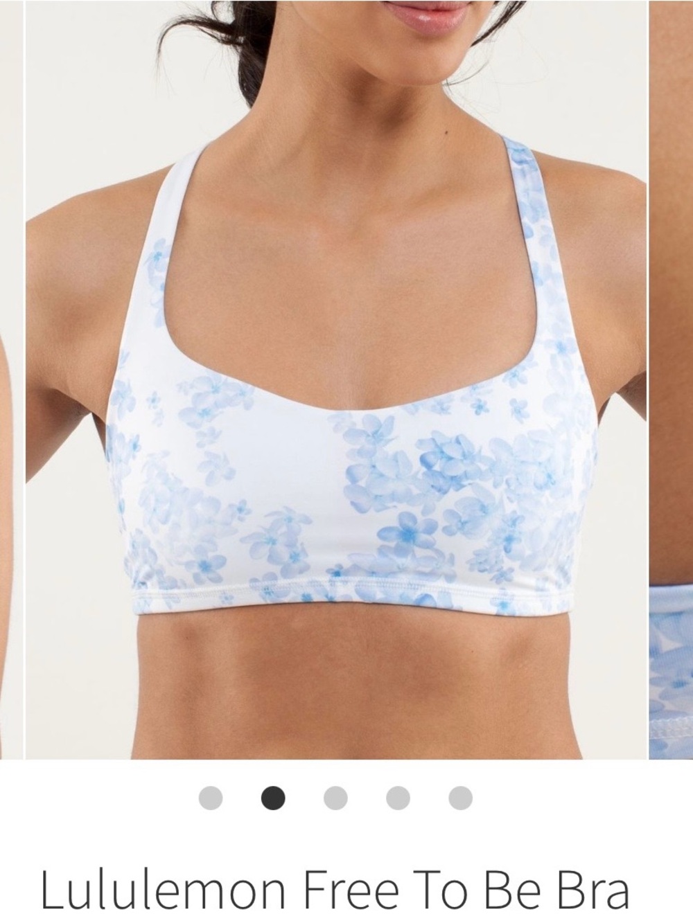 lululemon athletica White Sports Bra with Light Blue Floral Print